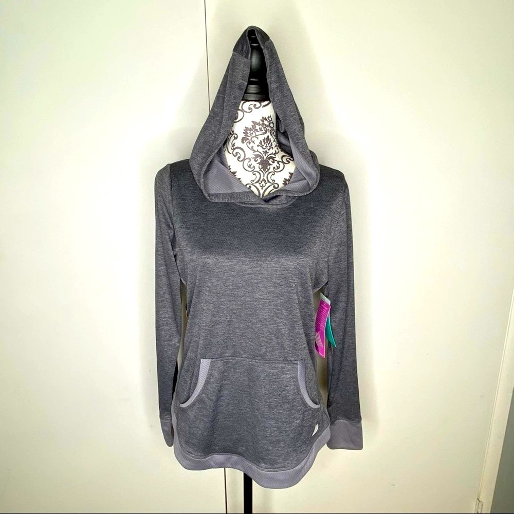 Free 2 Bee Athletic Gray with light gray trim Long Sleeve Hoodie size medium